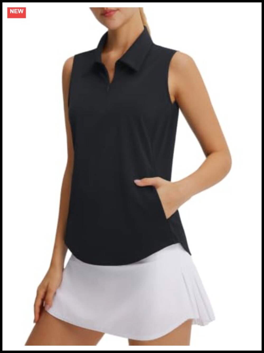 Women's Sleeveless Golf Polo Shirt with Pockets UPF 50 Sun Protection